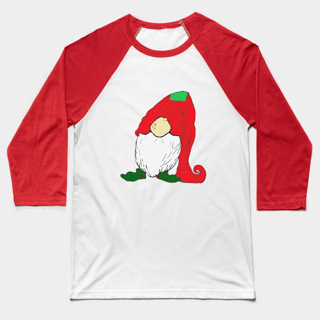 Christmas Gnome Baseball T-Shirt by Dr. Oldskool